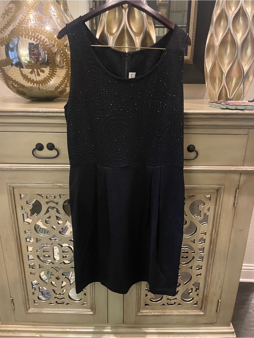 St John Classic Black Sleeveless Dress with Subtle Beading